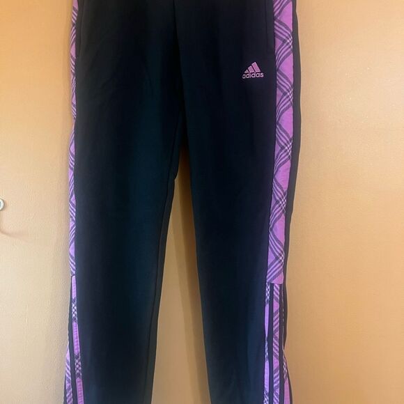 Adidas Black and Pink Sweatpants with Tapered Leg - Picture 1 of 7